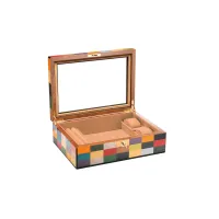 Picture Mahogany jewelry box and two watches