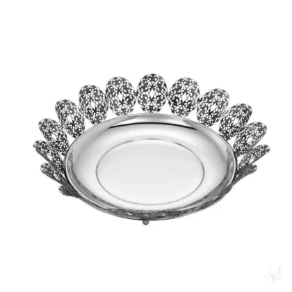 Picture Beautiful stylish round silver Openwork basket - Zaramella Argenti