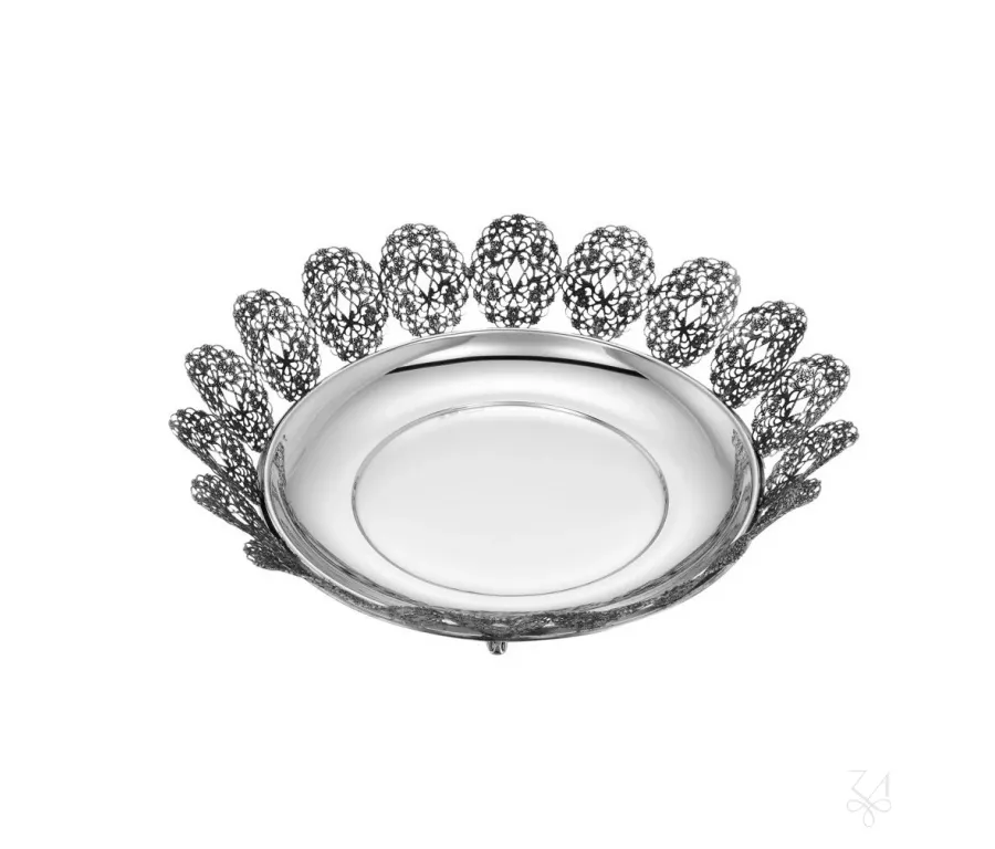 picture 1 Beautiful stylish round silver Openwork basket - Zaramella Argenti