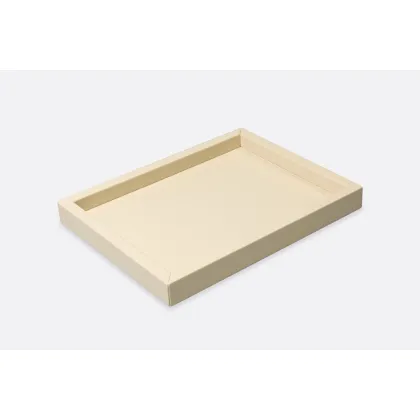 Zdjęcie Średniej wielkości skórzana taca w kolorze białym - do kuchni