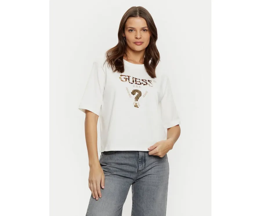 obrazek 1 Guess T-Shirt V4YI06 I3Z14 Écru Boxy Fit