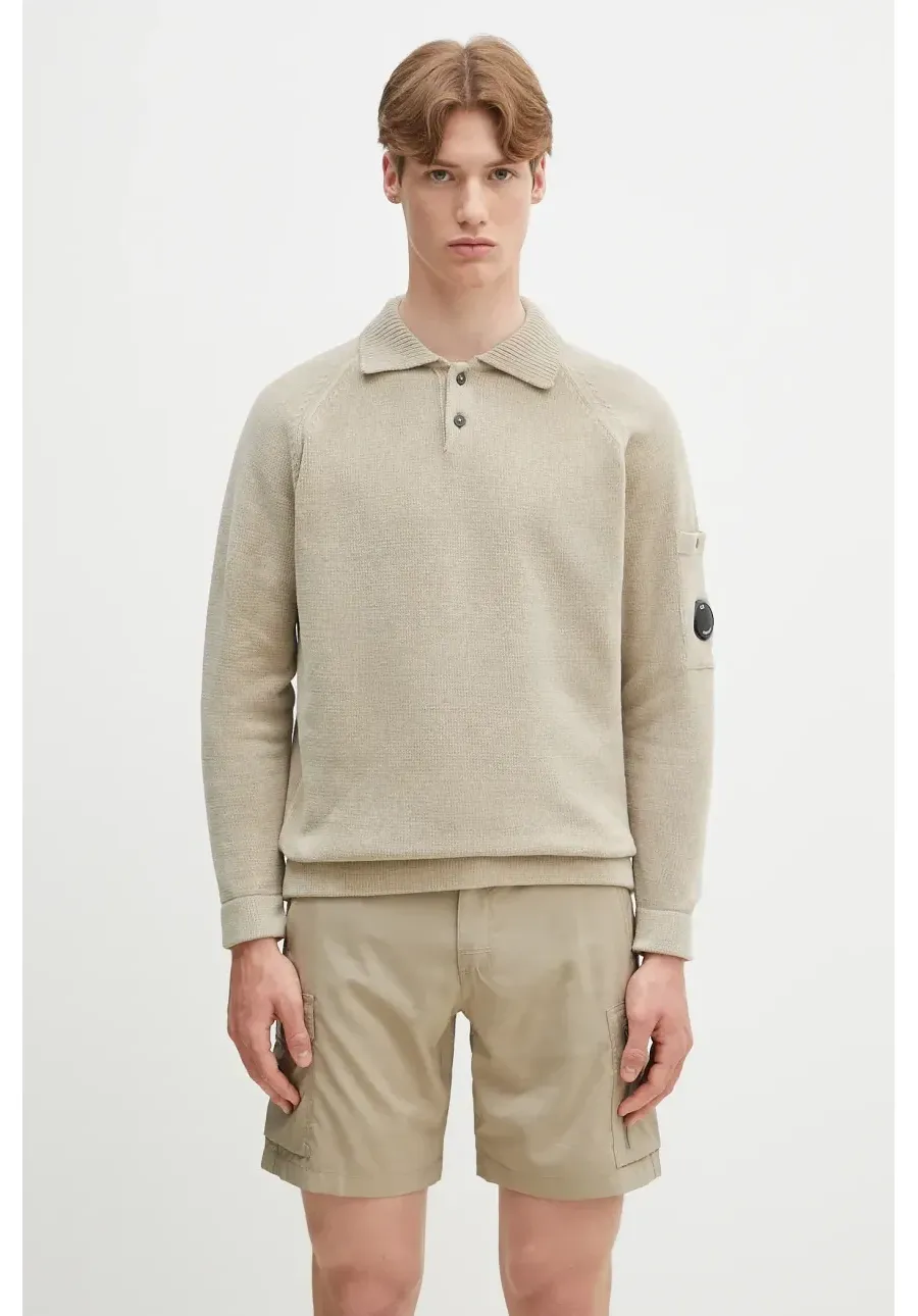 obrazek 1 C.P. Company sweter bawełniany męski kolor beżowy 18CMKN070A005687G