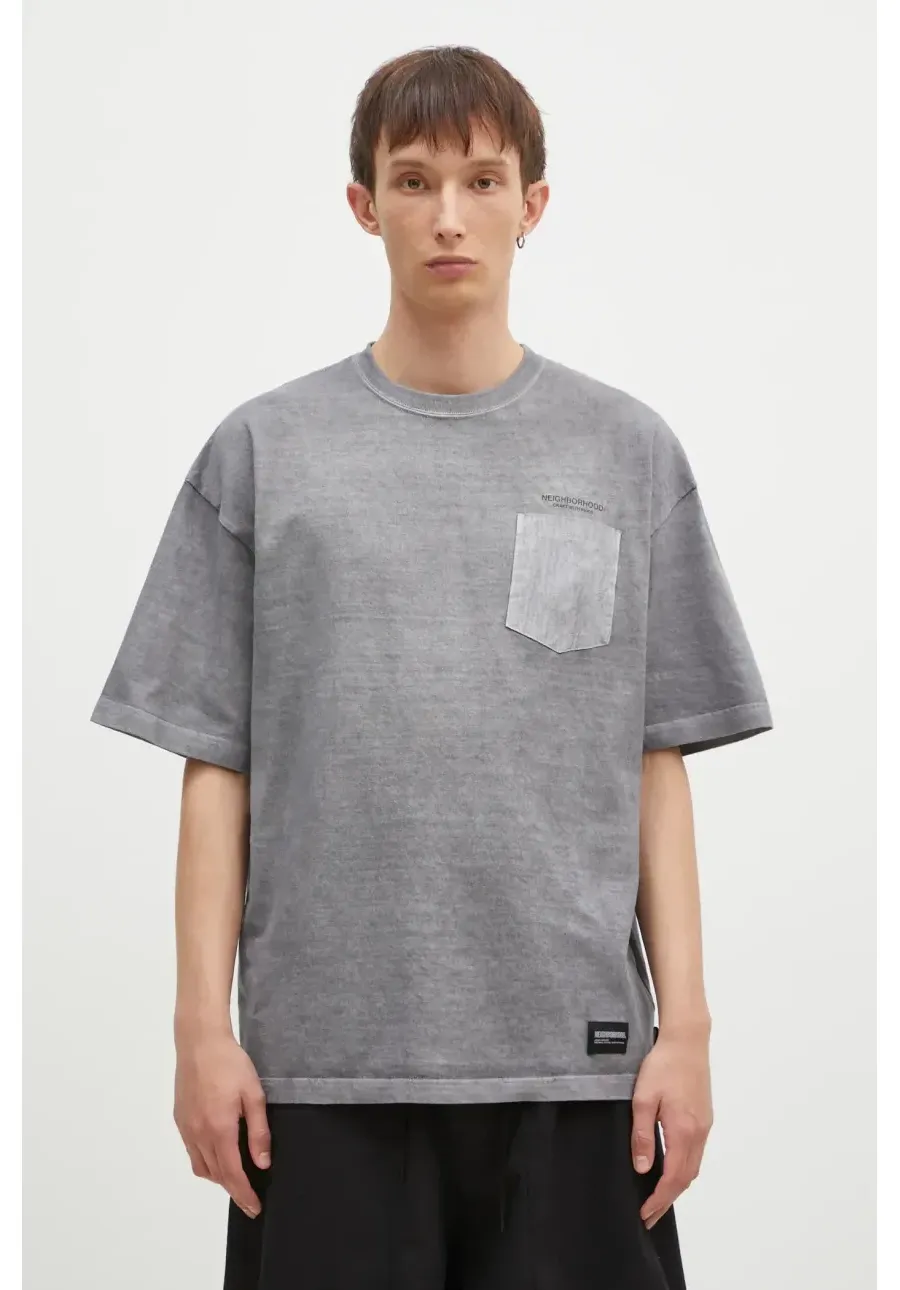 obrazek 1 NEIGHBORHOOD t-shirt bawełniany Pigment Dyed Crewneck SS męski kolor szary melanżowy 242UNNH.CSM04