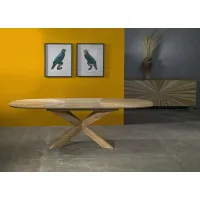 Picture Oval wooden table with extension option - Guarnieri