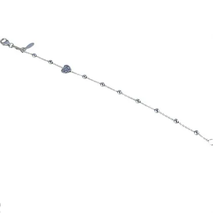 Zdjęcie Stylowa dziewczęca bransoletka z sercem pavè z cyrkonii i błyszczącymi kulami