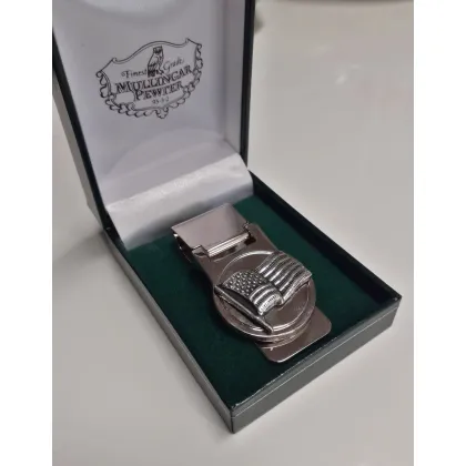 Zdjęcie Stylowy klips do pieniędzy z pewteru zdobiony flagą Stanów Zjednoczonych