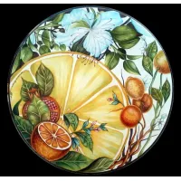 Picture Elegant, beautifully decorated garden countertop made of lava - Ceramiche Valchida