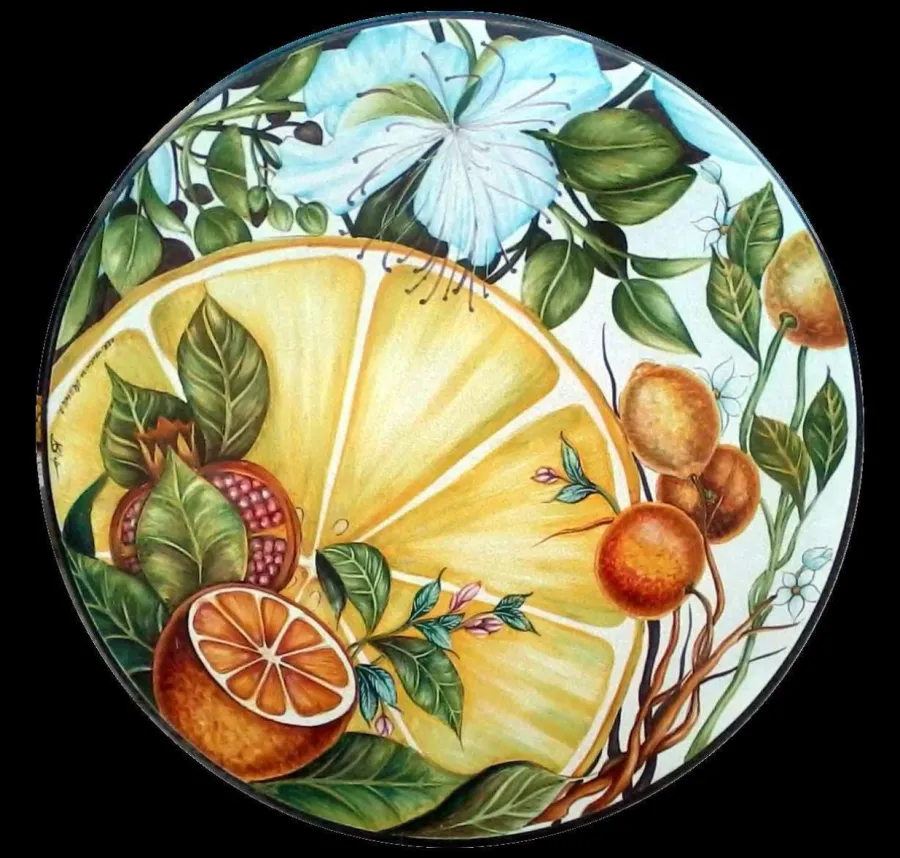 obrazek 1 Elegancki pięknie zdobiony blat do ogrodu wykonany z lawy – Ceramiche Valchida