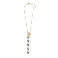 Picture Unusual necklace 18K gold-plated silver White zircons Gradient pearl-orange enamel Black onyx