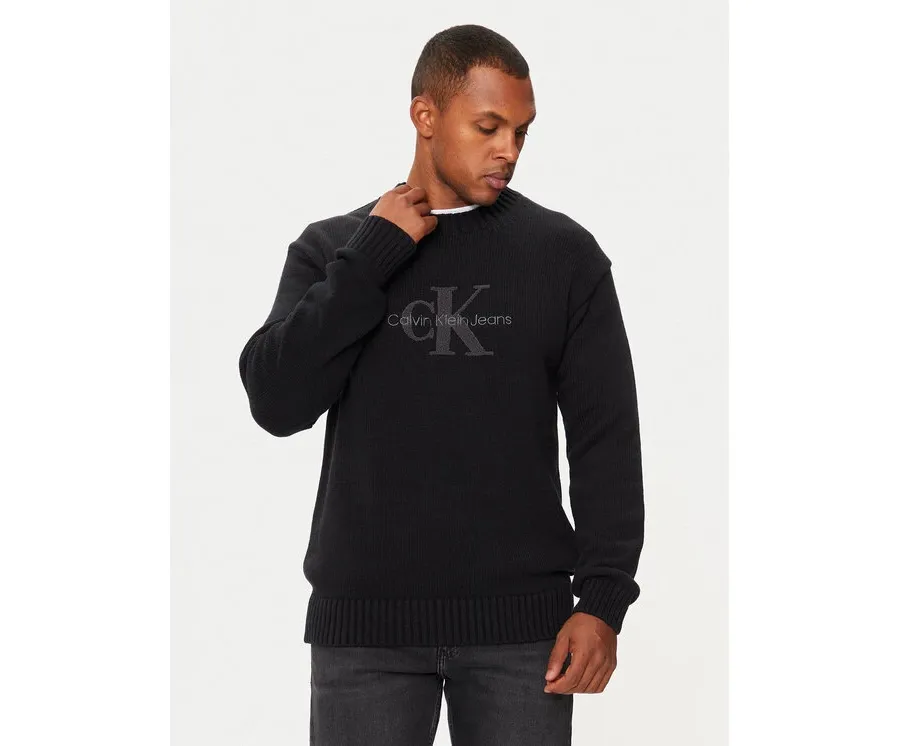 obrazek 1 Calvin Klein Jeans Sweter Chenille Mnologo J30J326887 Czarny Regular Fit