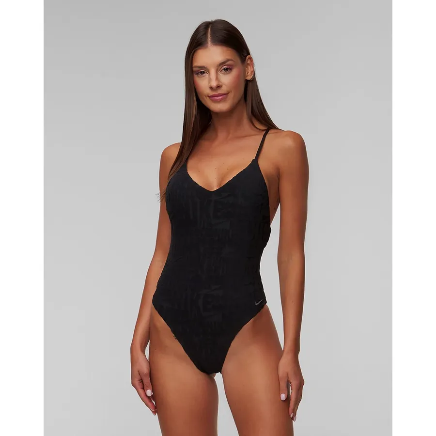 obrazek 1 Czarny Jednoczęściowy Strój Kąpielowy Damski Nike Swim Nike Retro Flow Terry Terry