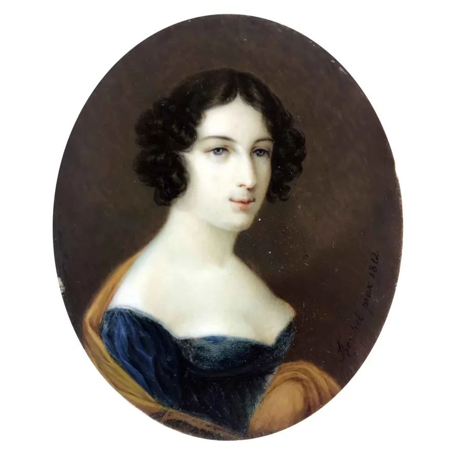 obrazek 2 Reichel Portret kobiety 1812r. namalowany akwarelą na owalnej płycie z kości słoniowej