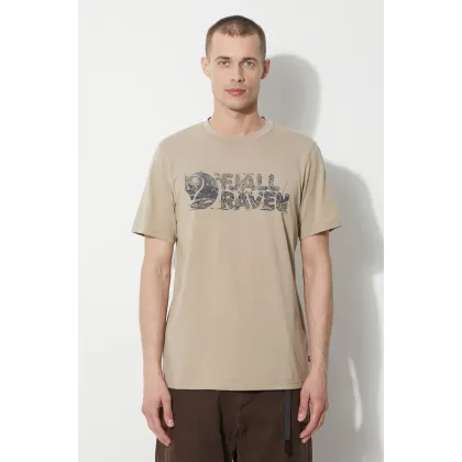 Zdjęcie Fjallraven t-shirt Lush Logo T-shirt męski kolor beżowy z nadrukiem F12600219