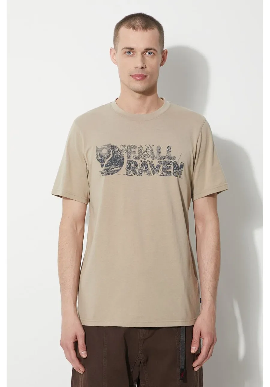obrazek 1 Fjallraven t-shirt Lush Logo T-shirt męski kolor beżowy z nadrukiem F12600219