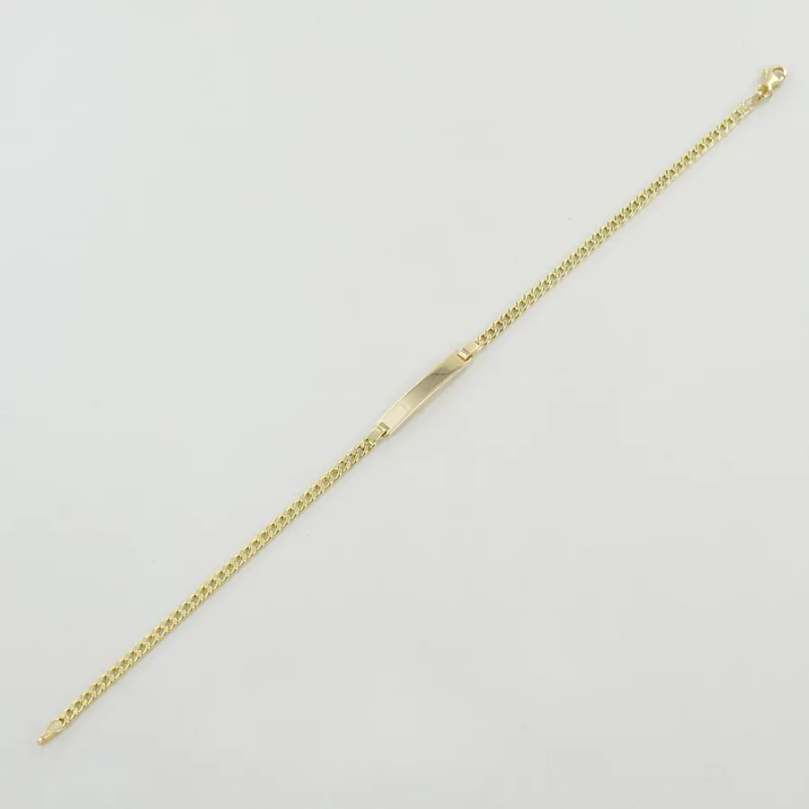 obrazek 2 Bransoletka męska z żółtego złota z blaszką groumette (21 cm)