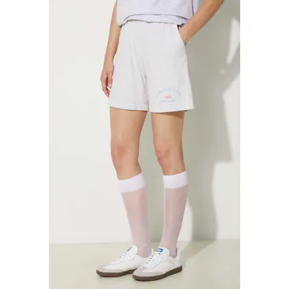 Zdjęcie Sporty & Rich szorty LA Athletic Group Gym Shorts damskie kolor szary z nadrukiem high waist SH021S402LH