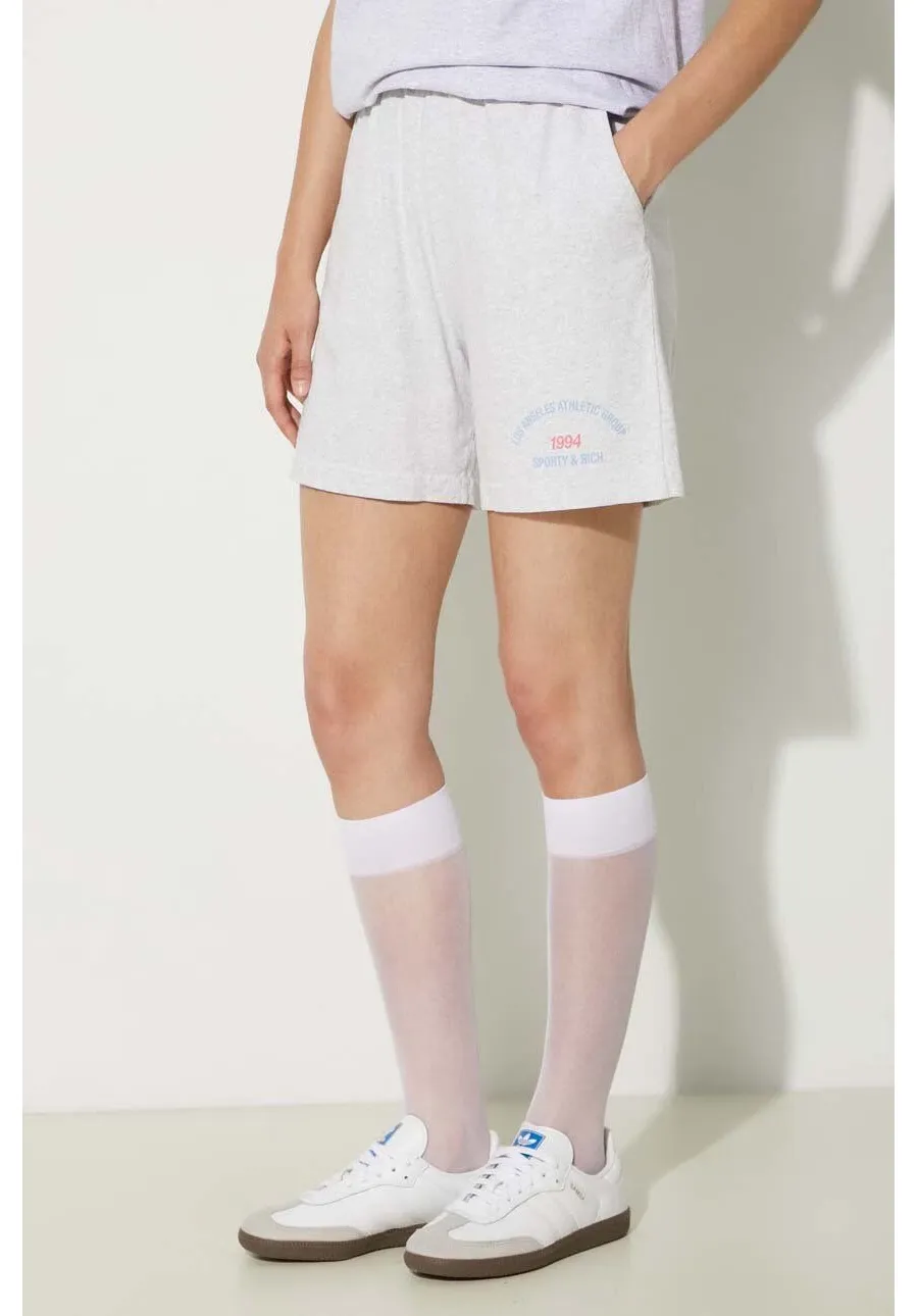 obrazek 1 Sporty & Rich szorty LA Athletic Group Gym Shorts damskie kolor szary z nadrukiem high waist SH021S402LH