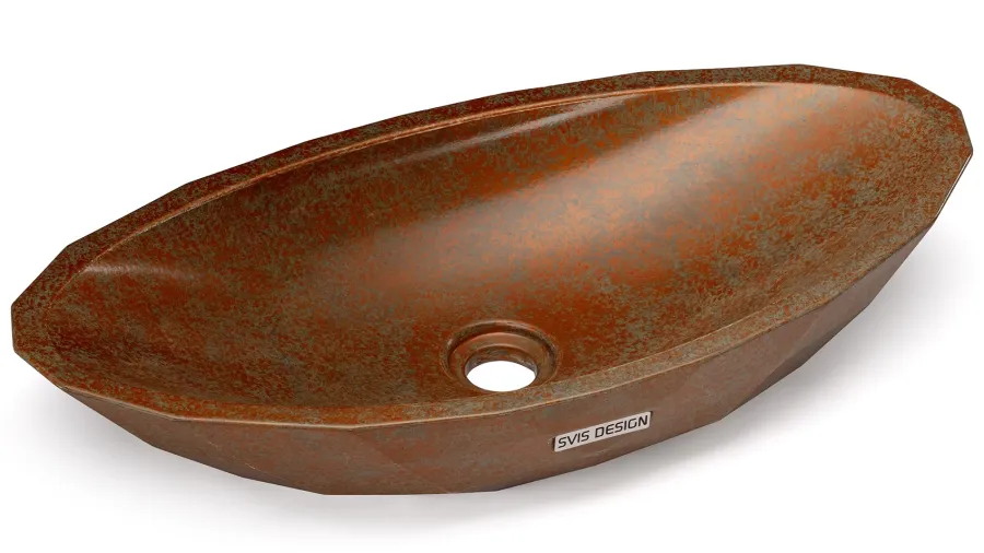 obrazek 2 Prestiżowa umywalka 60 cm DIAMOND BASIC – SMOKED METAL, zielony i miedziany, lakier półmatowy