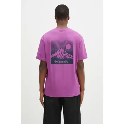 Zdjęcie Columbia t-shirt bawełniany męski kolor różowy z nadrukiem