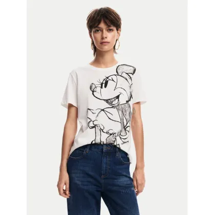 Zdjęcie Desigual T-Shirt Mickey Drawing 24WWTKA1 Écru Regular Fit
