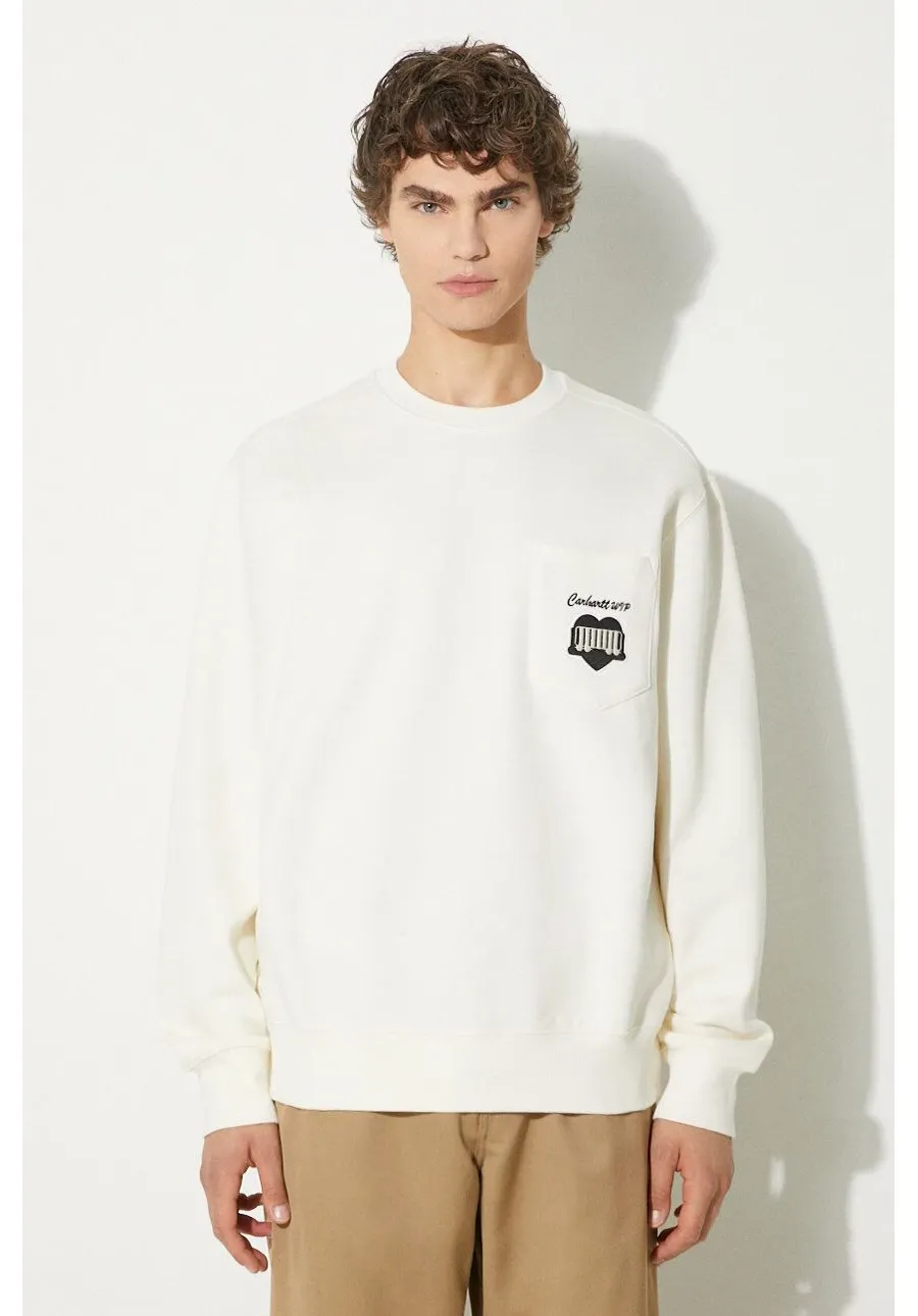 obrazek 1 Carhartt WIP bluza Heart Train Pocket Sweat męska kolor beżowy gładka I033932.D6XX