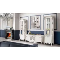 Picture Classic, white cabinet/showcase with doors, lighting set included - Casa + 39
