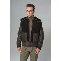 Picture Comfortable sheepskin jacket with a hood