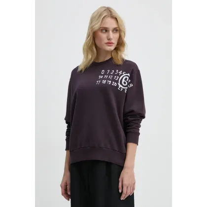 Zdjęcie MM6 Maison Margiela bluza bawełniana damska kolor fioletowy z nadrukiem S62GU0132.M25004