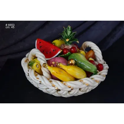 Picture Ceramic decorative basket with fruit