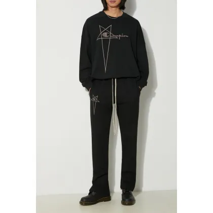Zdjęcie Rick Owens spodnie dresowe bawełniane x Champion Joggers kolor czarny z aplikacją CM01D0471