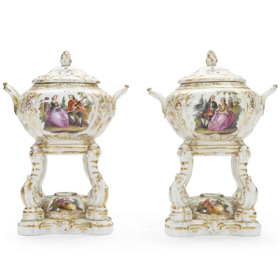 obrazek 2 Para berlińskich porcelanowych palników do perfum KPM z 1820 r.