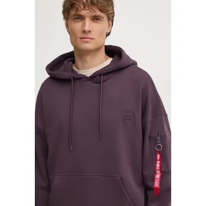 Zdjęcie Alpha Industries bluza Essentials RL męska kolor fioletowy z kapturem gładka 146335