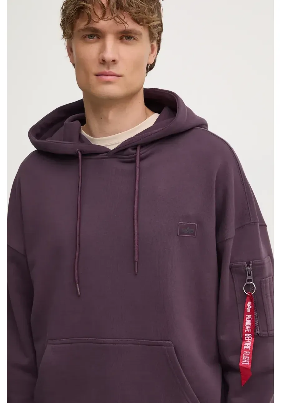 obrazek 1 Alpha Industries bluza Essentials RL męska kolor fioletowy z kapturem gładka 146335