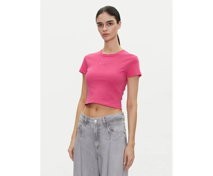 obrazek 1 HUGO T-Shirt Delanor_2 50539132 Różowy Cropped Fit