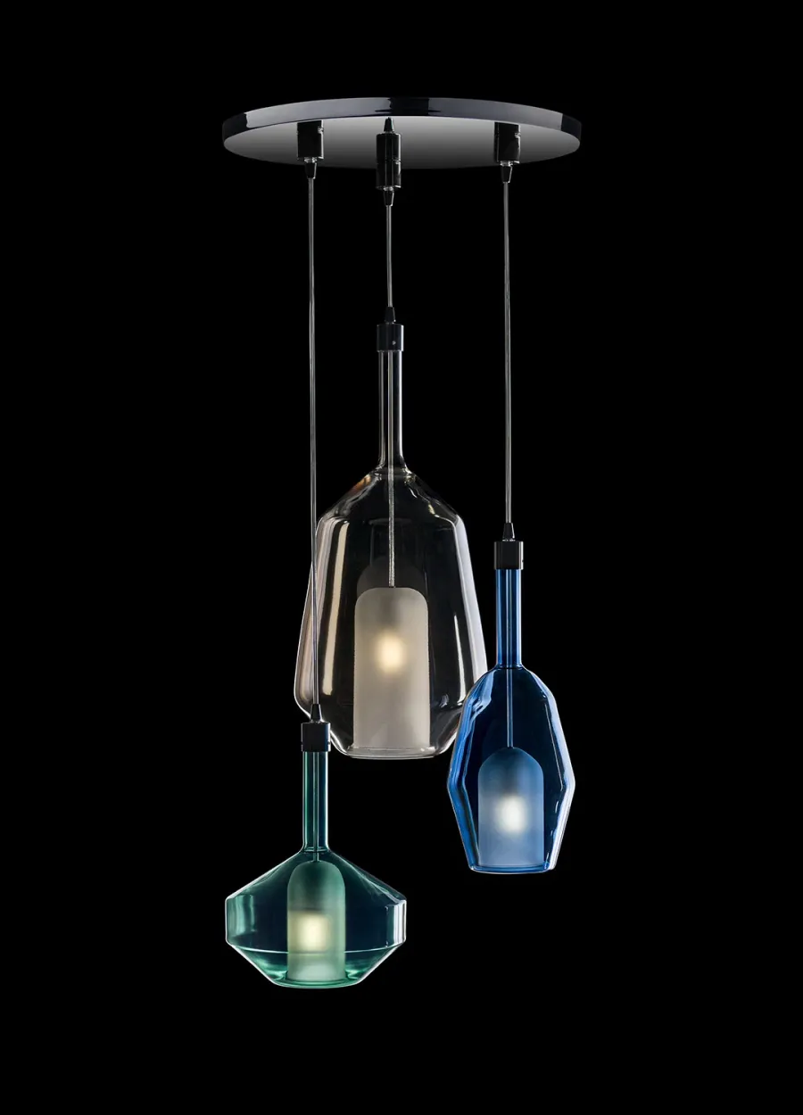 obrazek 3 Ekskluzywna lampa wisząca z trzema światłami mieszanymi szkło Murano