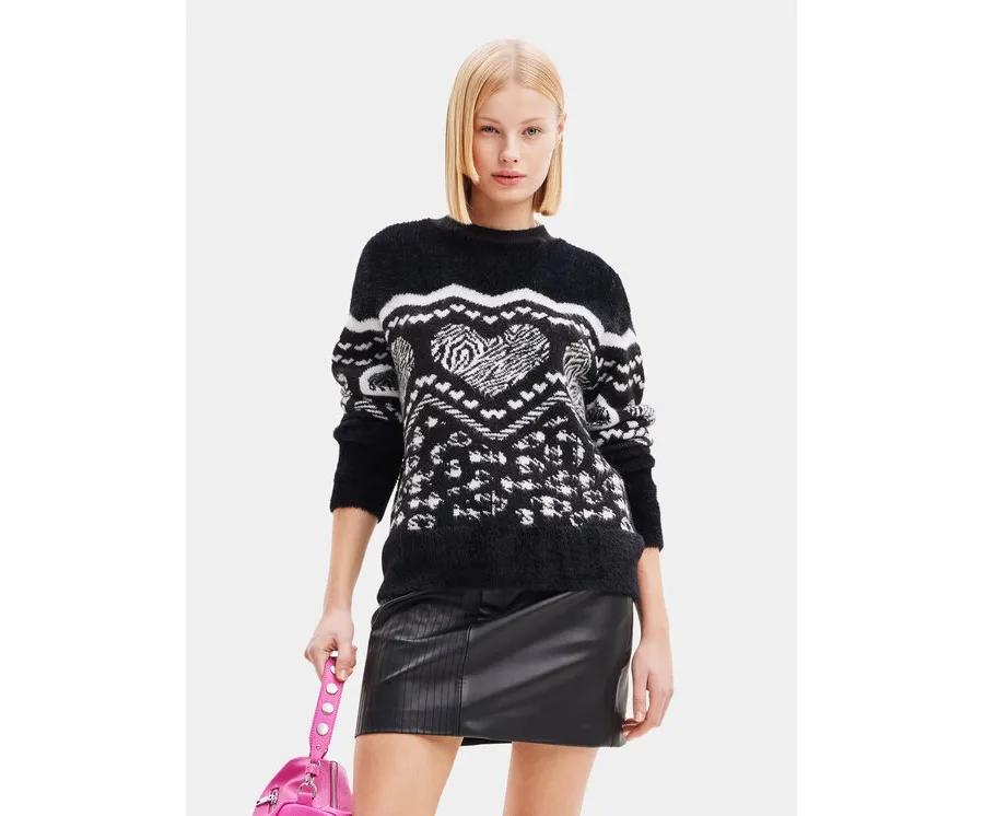 obrazek 1 Desigual Sweter 23WWJF56 Czarny Regular Fit