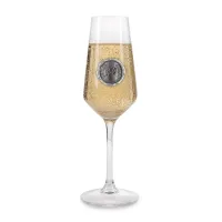 Zdjęcie Personalizowany kieliszek do szampana z cynowym kartuszem z liczbą urodzin – prezent na wyjątkowe 40 urodziny