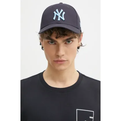 Zdjęcie New Era czapka z daszkiem bawełniana kolor granatowy gładka 60595157