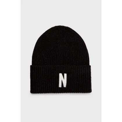 Zdjęcie Norse Projects czapka wełniana Merino Lambswool Rib N Logo Beanie kolor brązowy wełniana N95-0953-1037