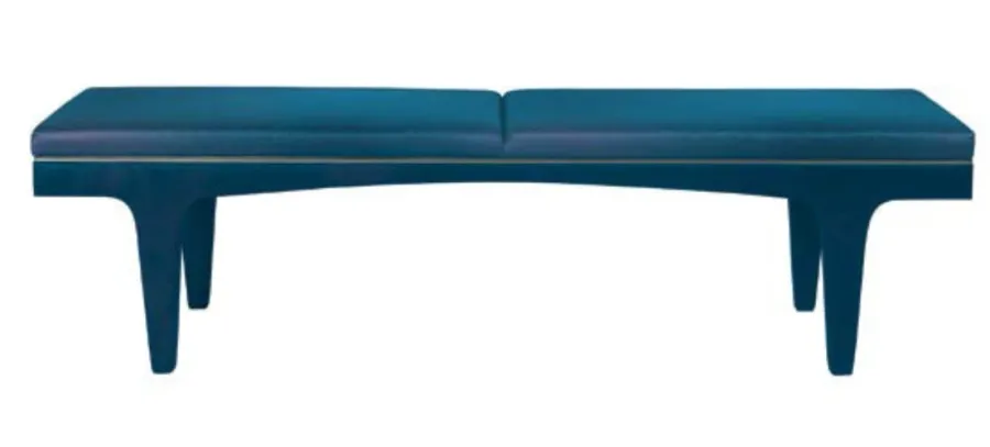 a dark blue bench for an elegant living room