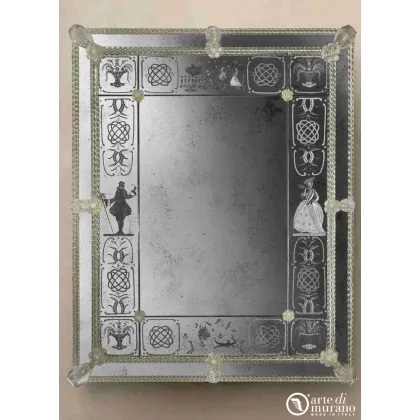 Zdjęcie Urokliwe lustro ścienne w stylu weneckim ze szkła Murano