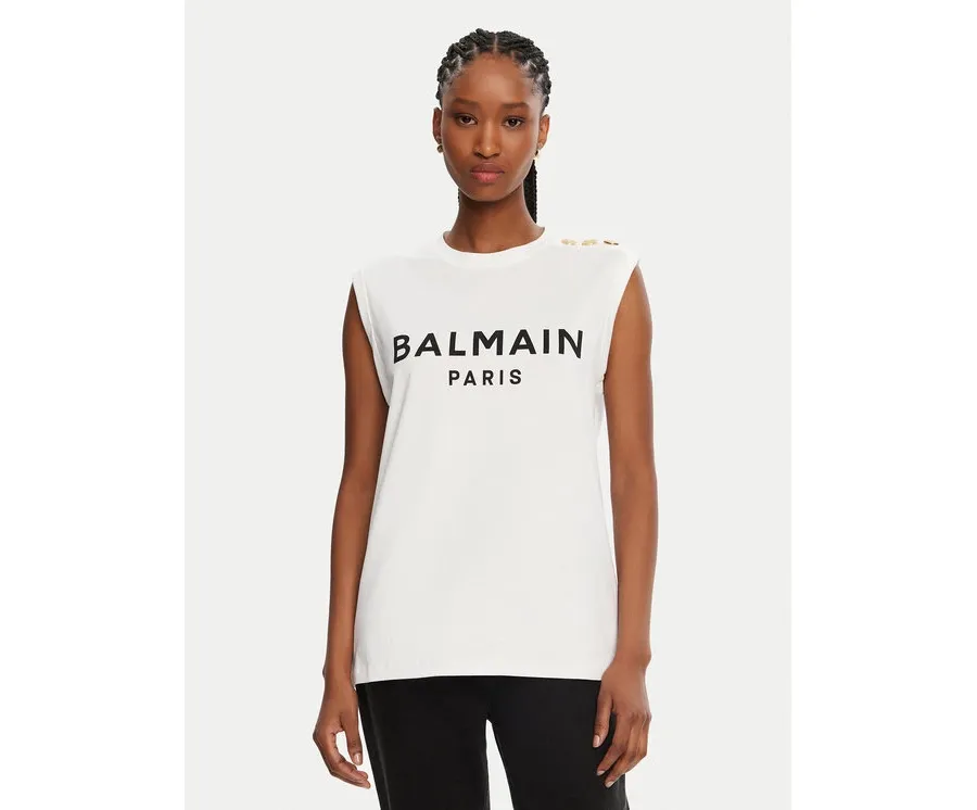 obrazek 1 Balmain Top CF1ED001BB02 Biały Relaxed Fit