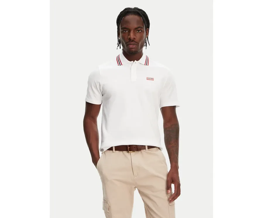 obrazek 1 Hunter Polo Noris SS HARM0037242 Biały Regular Fit