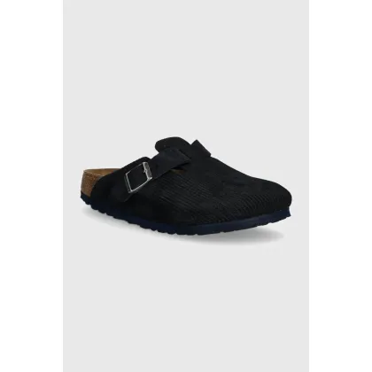 Zdjęcie Birkenstock klapki zamszowe Boston damskie kolor granatowy 1026137