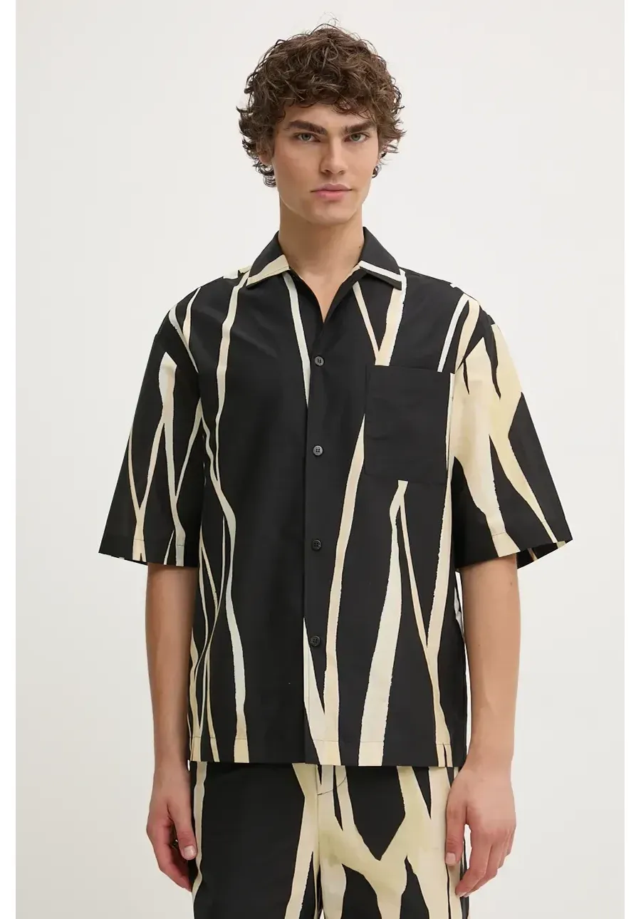 obrazek 1 Nanushka koszula CASPIAN męska kolor czarny relaxed z kołnierzykiem klasycznym NM24PFSH02599