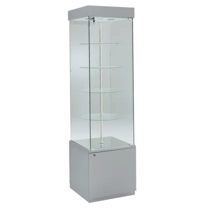Picture Elegant display cabinet - a post with round shelves and lighting