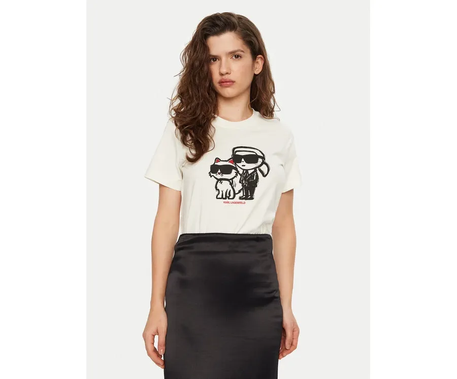 obrazek 1 KARL LAGERFELD T-Shirt A1W17129 Écru Regular Fit