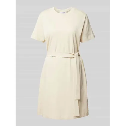 Zdjęcie Sukienka T-shirtowa o długości do kolan z wiązanym paskiem model ‘ESSENTIAL’