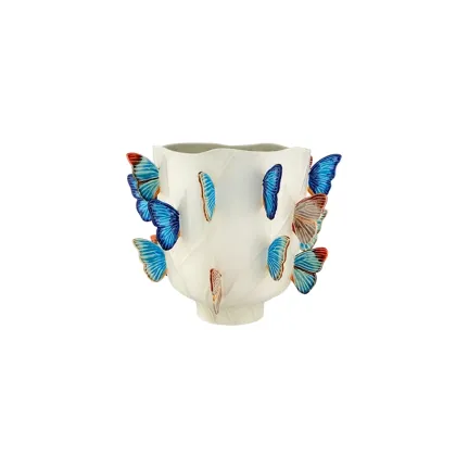 Picture Designer ceramic vase with butterflies for the living room - Bordallo Pinheiro