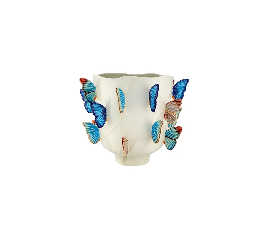 obrazek 1 Designerski wazon ceramiczny z motylami do salonu - Bordallo Pinheiro